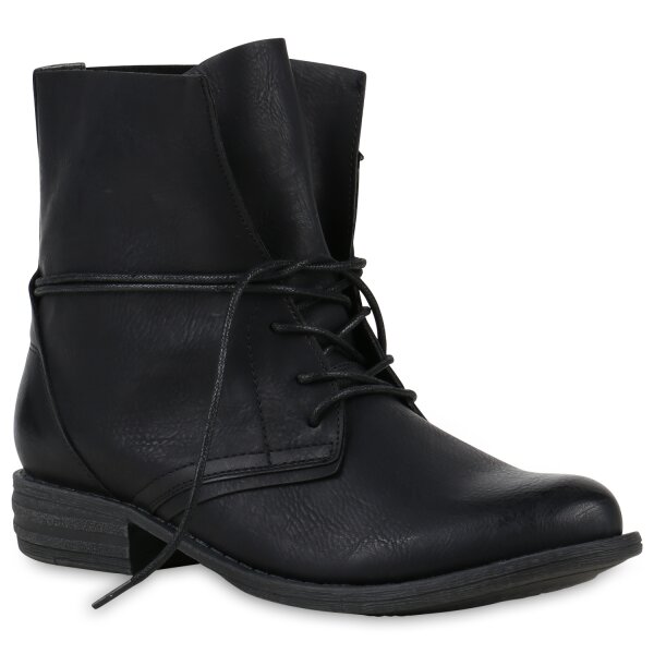 Damen Schnürstiefeletten in Schwarz