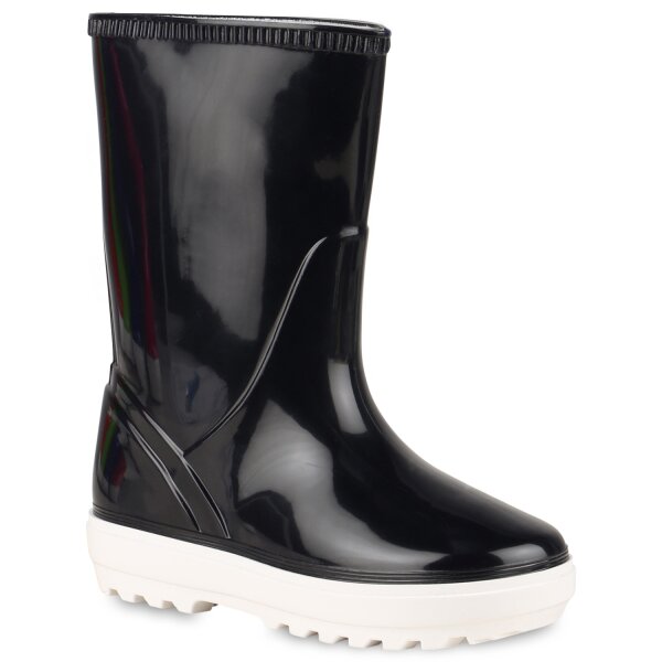Kinder Gummistiefel in Dunkelblau Lack