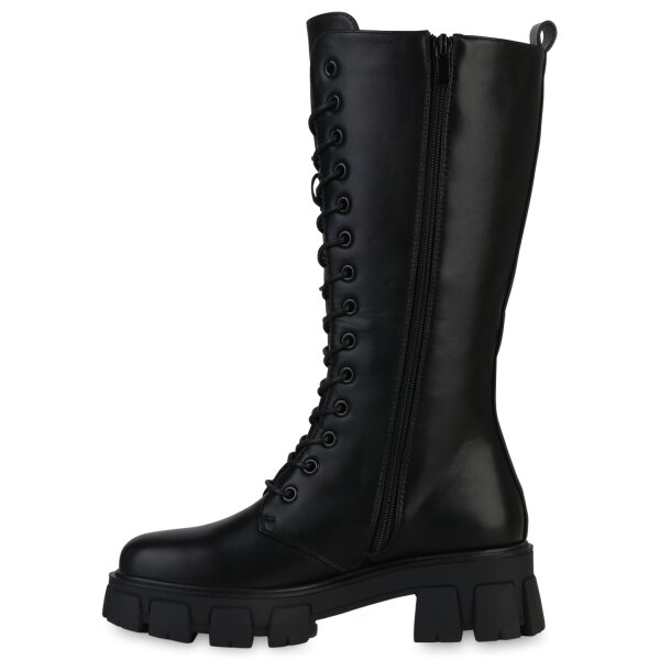 Damen Plateaustiefel in Schwarz