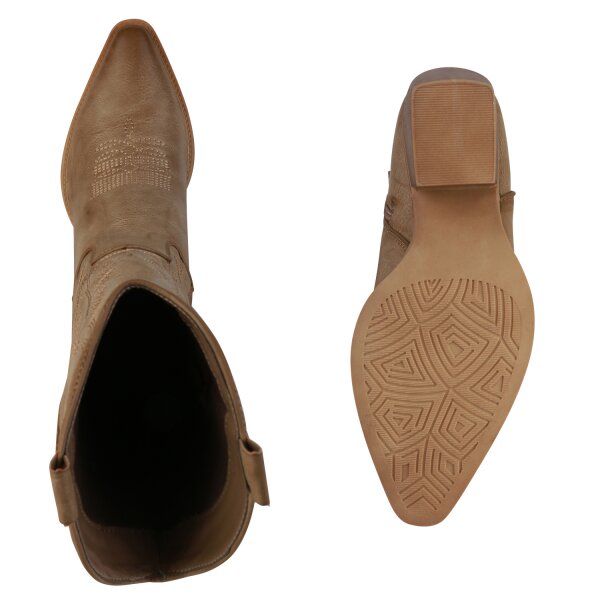 Damen Cowboystiefel in Khaki