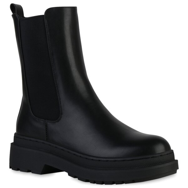 Damen Plateau Boots in Schwarz