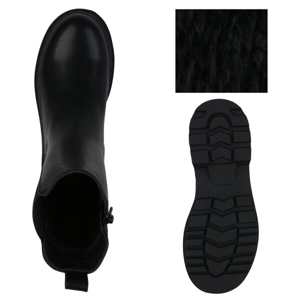 Damen Plateau Boots in Schwarz