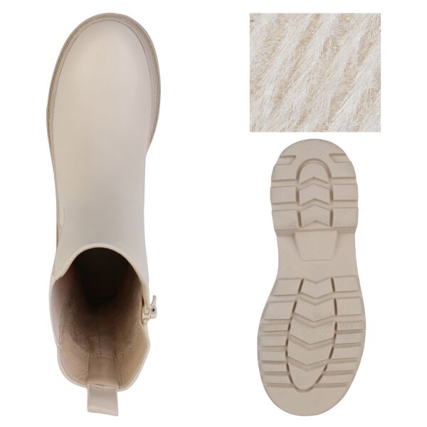 Damen Plateau Boots in Beige