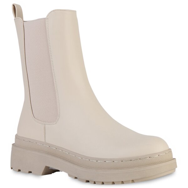 Damen Plateau Boots in Beige