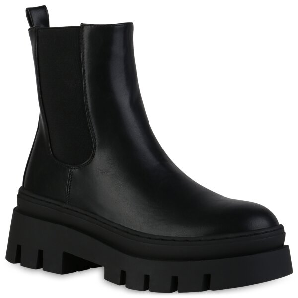 Damen Plateau Boots in Schwarz