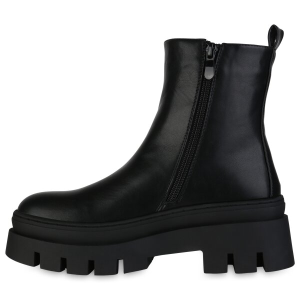 Damen Plateau Boots in Schwarz