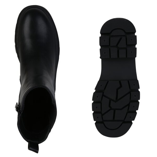 Damen Plateau Boots in Schwarz