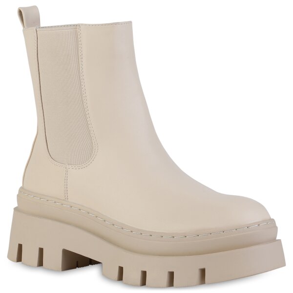 Damen Plateau Boots in Beige