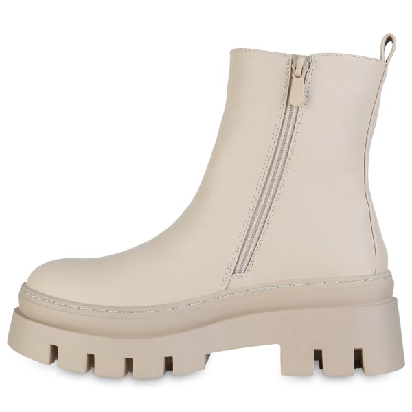 Damen Plateau Boots in Beige