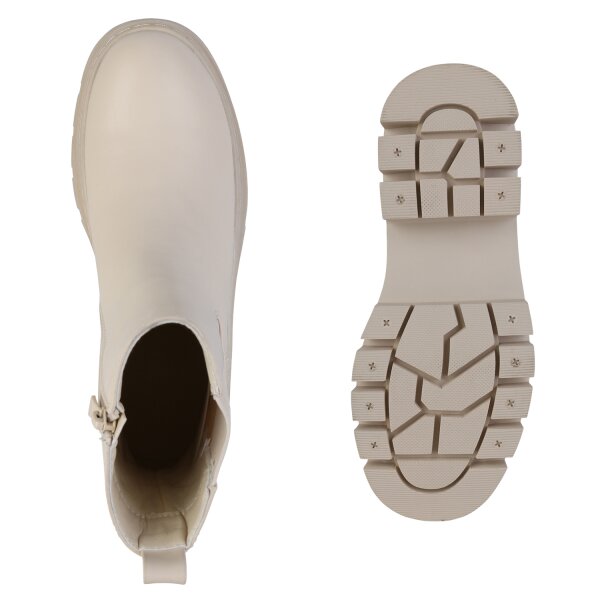 Damen Plateau Boots in Beige