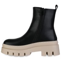 Damen Plateau Boots in Schwarz Beige