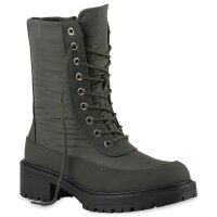 Damen Schnürstiefeletten in Olivgrün