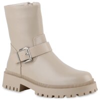 Damen Biker Boots in Beige