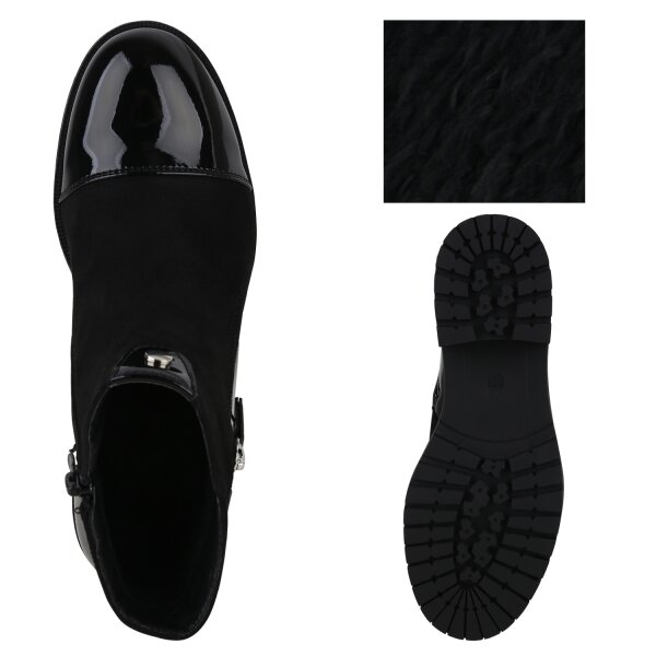 Damen Klassische Stiefeletten in Schwarz Lack