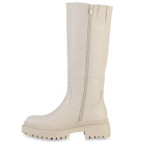 Damen Plateaustiefel in Beige