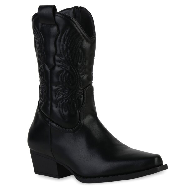 Damen Cowboy Boots in Schwarz