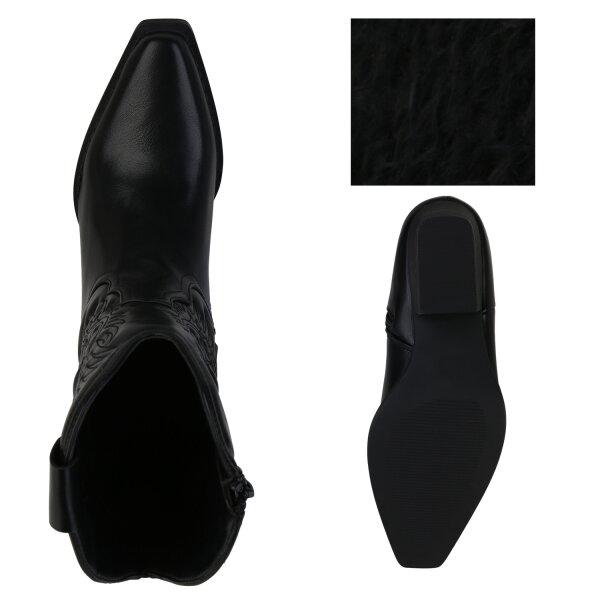 Damen Cowboy Boots in Schwarz