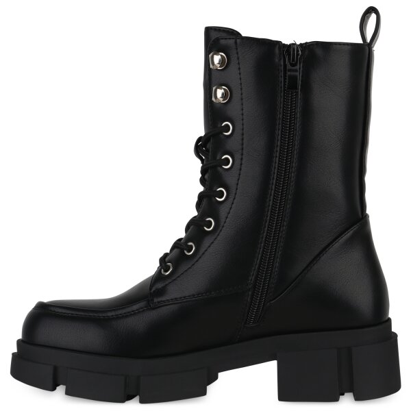 Damen Schnürstiefeletten in Schwarz