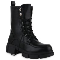 Damen Schnürstiefeletten in Schwarz
