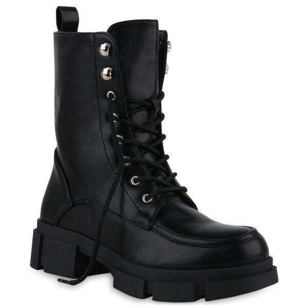 Damen Schnürstiefeletten in Schwarz