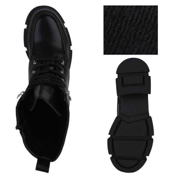 Damen Schnürstiefeletten in Schwarz