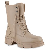 Damen Schnürstiefeletten in Tan