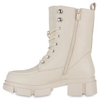 Damen Schnürstiefeletten in Creme
