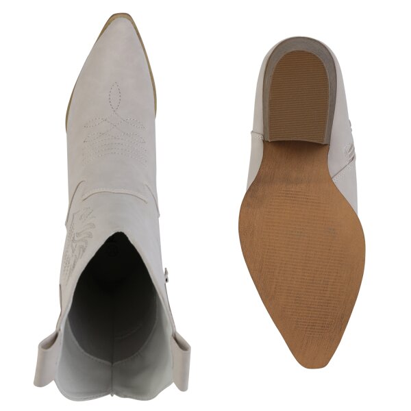 Damen Cowboy Boots in Beige