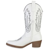 Damen Cowboystiefel in Weiss Schwarz