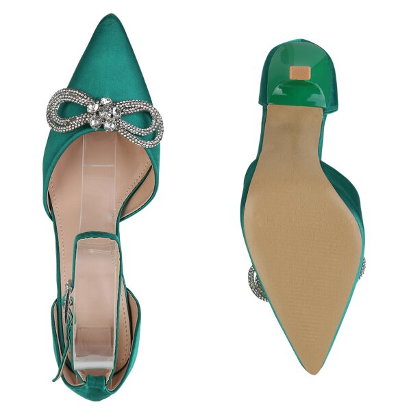 Damen Spitze Pumps in Moosgrün
