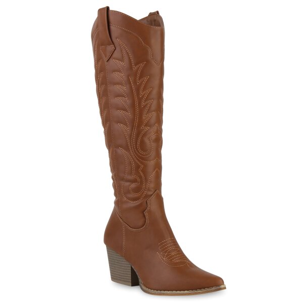 Damen Cowboystiefel in Hellbraun