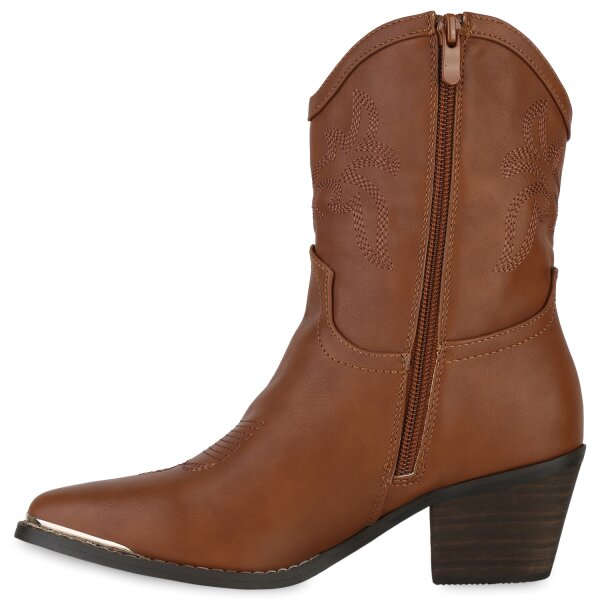 Damen Cowboy Boots in Hellbraun