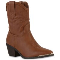 Damen Cowboy Boots in Hellbraun