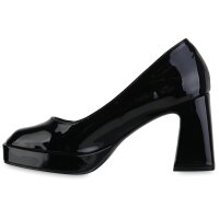 Damen Plateau Pumps in Schwarz Lack