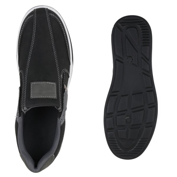Herren Slip Ons in Schwarz Grau