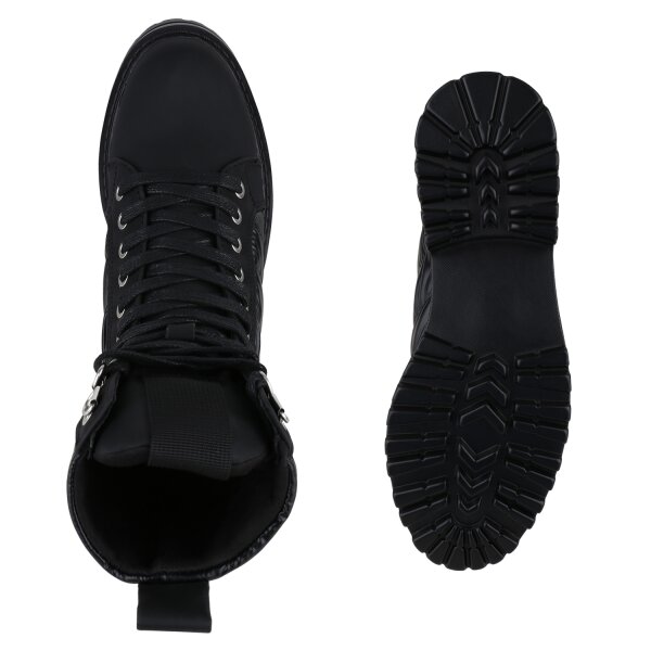 Damen Schnürstiefeletten in Schwarz