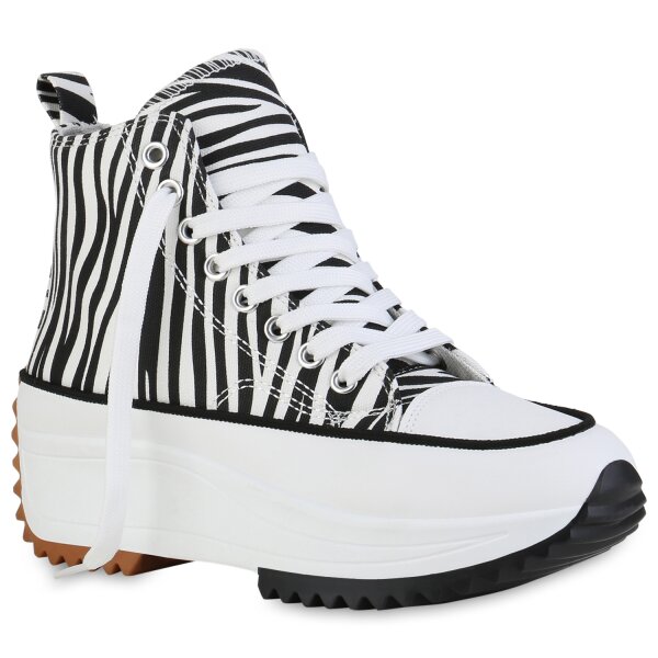 Damen Sneaker high in Schwarz Weiss Zebra