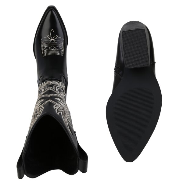 Damen Cowboystiefel in Schwarz