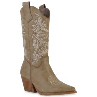 Damen Cowboystiefel in Khaki