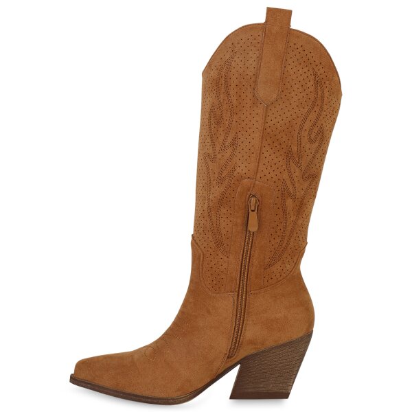 Damen Cowboystiefel in Hellbraun