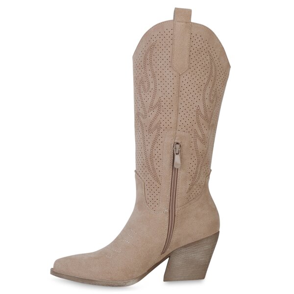 Damen Cowboystiefel in Beige
