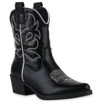 Damen Cowboy Boots in Schwarz