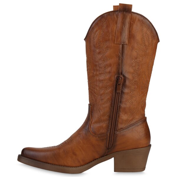 Damen Cowboystiefel in Hellbraun