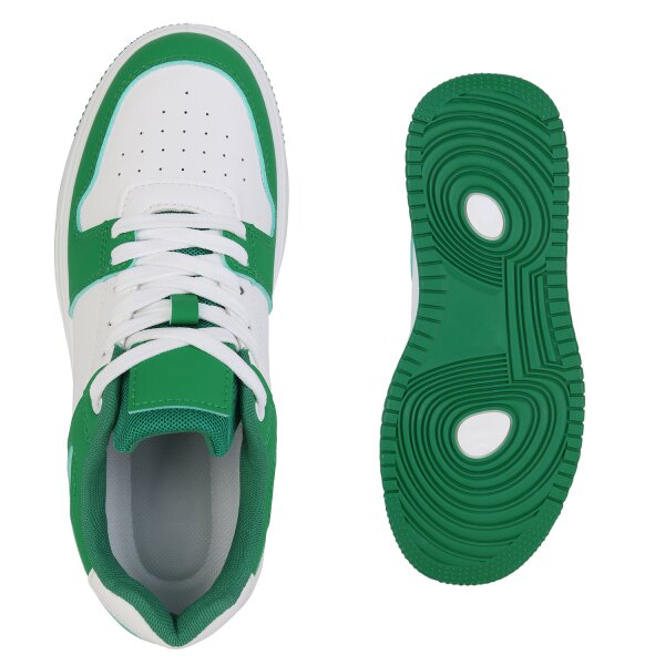 Damen Sneaker low in Grün Weiss