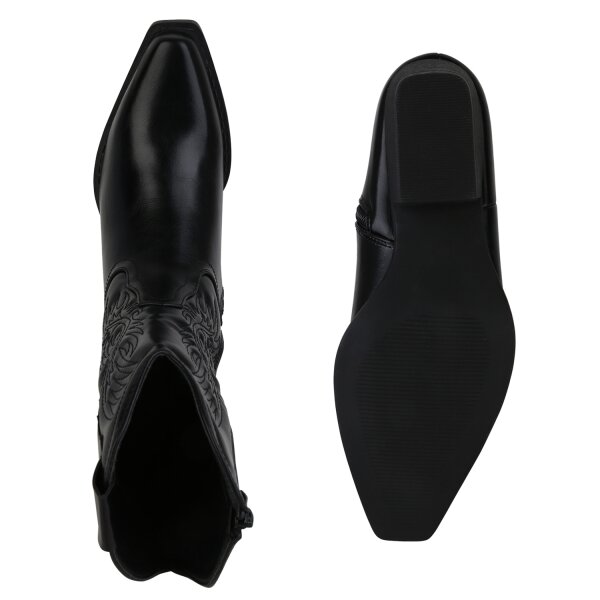 Damen Cowboy Boots in Schwarz
