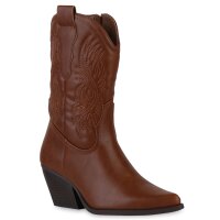 Damen Cowboy Boots in Hellbraun