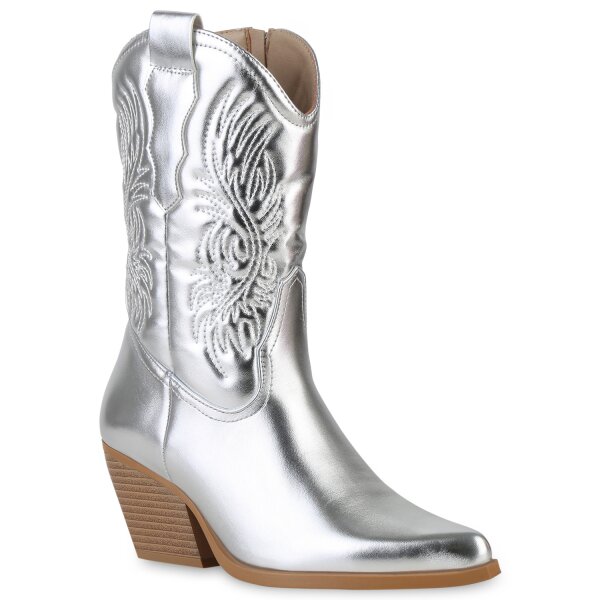 Damen Cowboy Boots in Silber