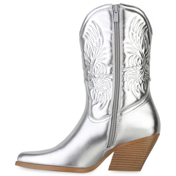 Damen Cowboy Boots in Silber