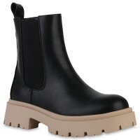 Damen Plateau Boots in Schwarz Beige