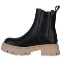 Damen Plateau Boots in Schwarz Beige